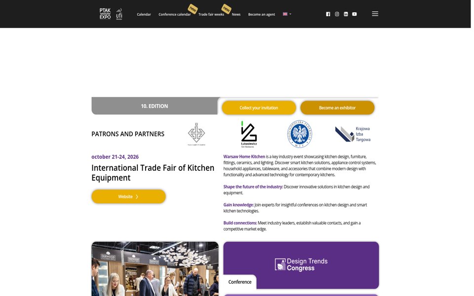 Screenshot of the Warsaw Home Kitchen website