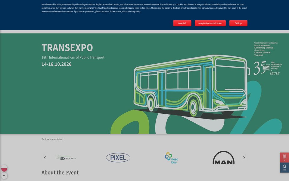Screenshot of the Transexpo website
