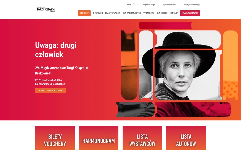 Screenshot of the Międzynarodowe Targi Książki w Krakowie website