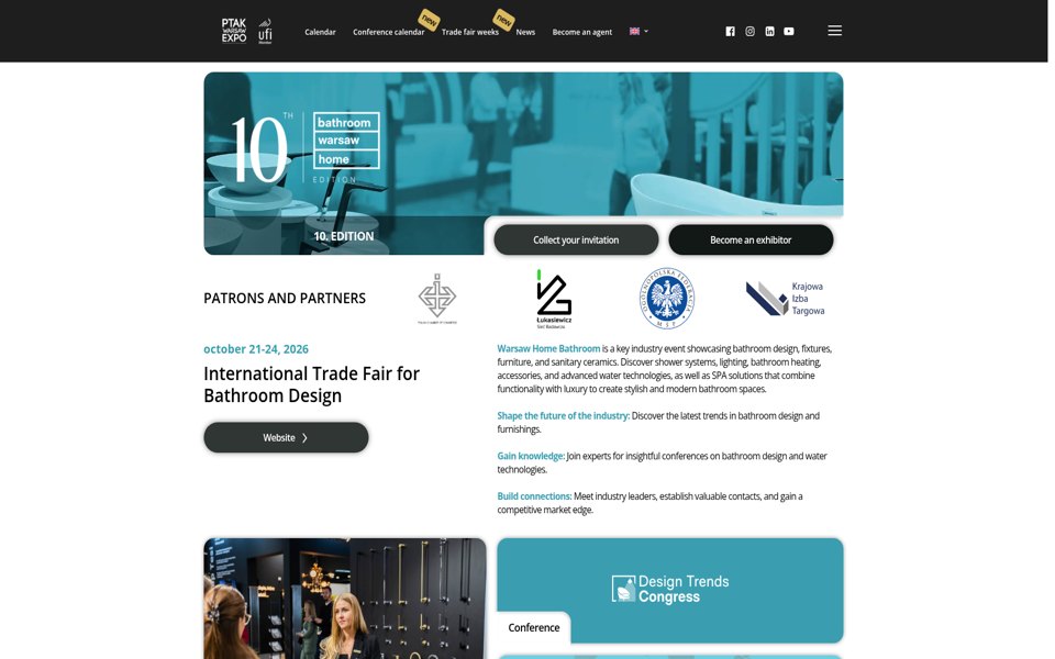 Screenshot of the Warsaw Home Bathroom website