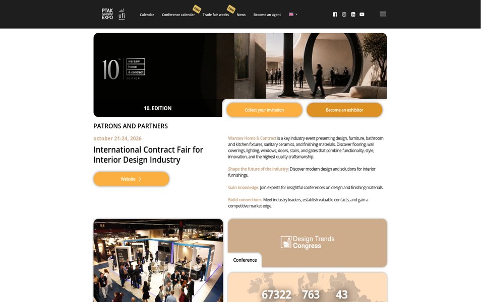 Screenshot of the Warsaw Home Contract website