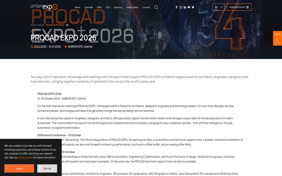 Screenshot of the ProCAD Expo website