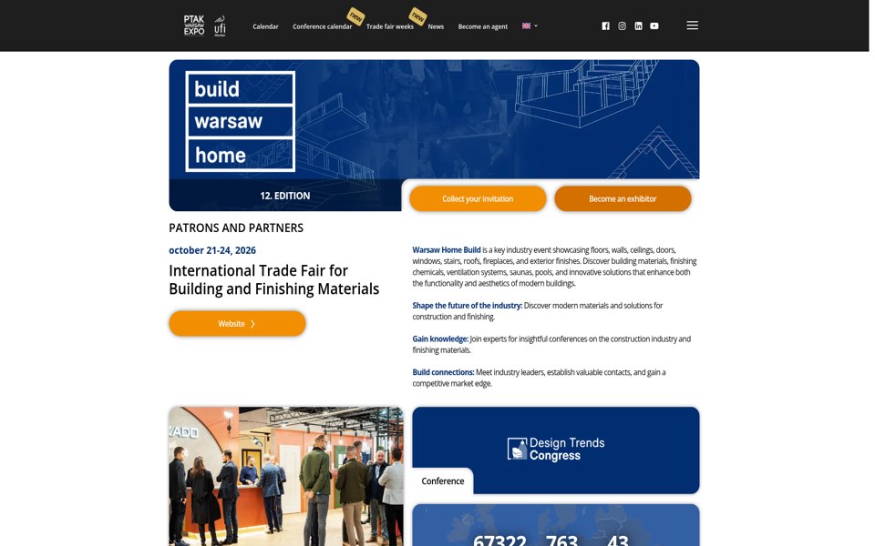 Screenshot of the Warsaw Home Build website
