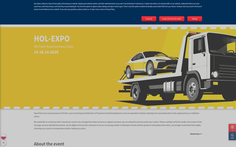 Screenshot of the Hol-Expo website