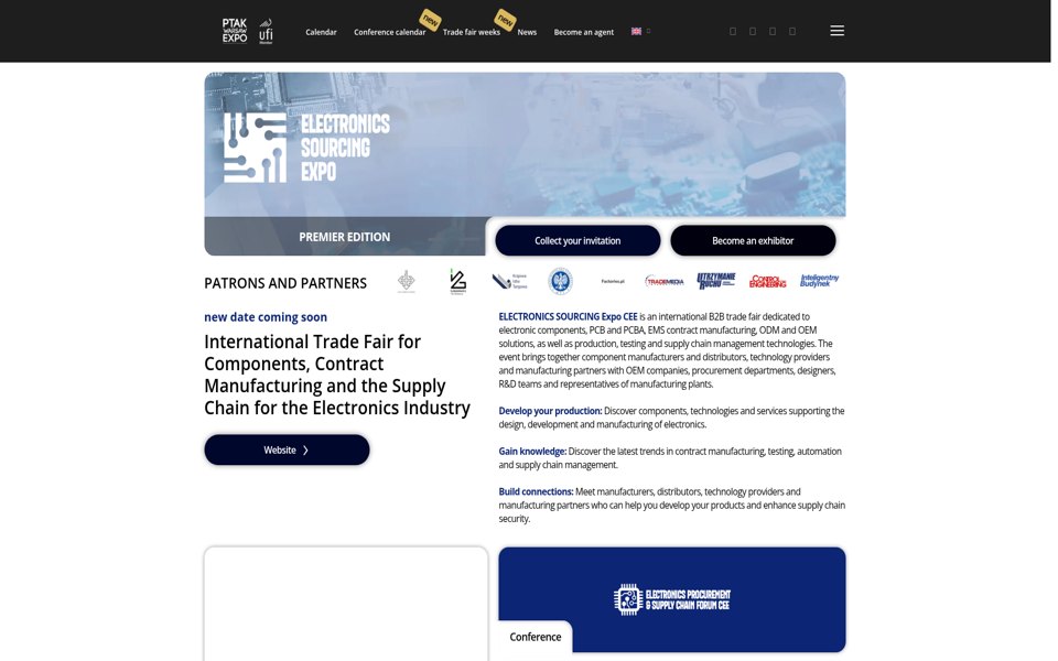 Screenshot of the Electronics Sourcing Expo website