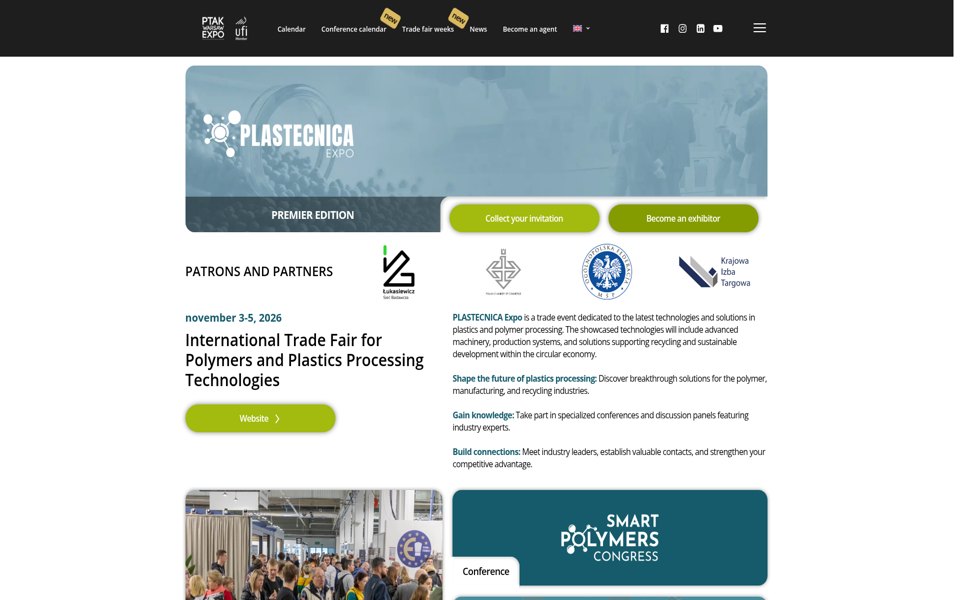 Screenshot of the Plastecnica Expo website